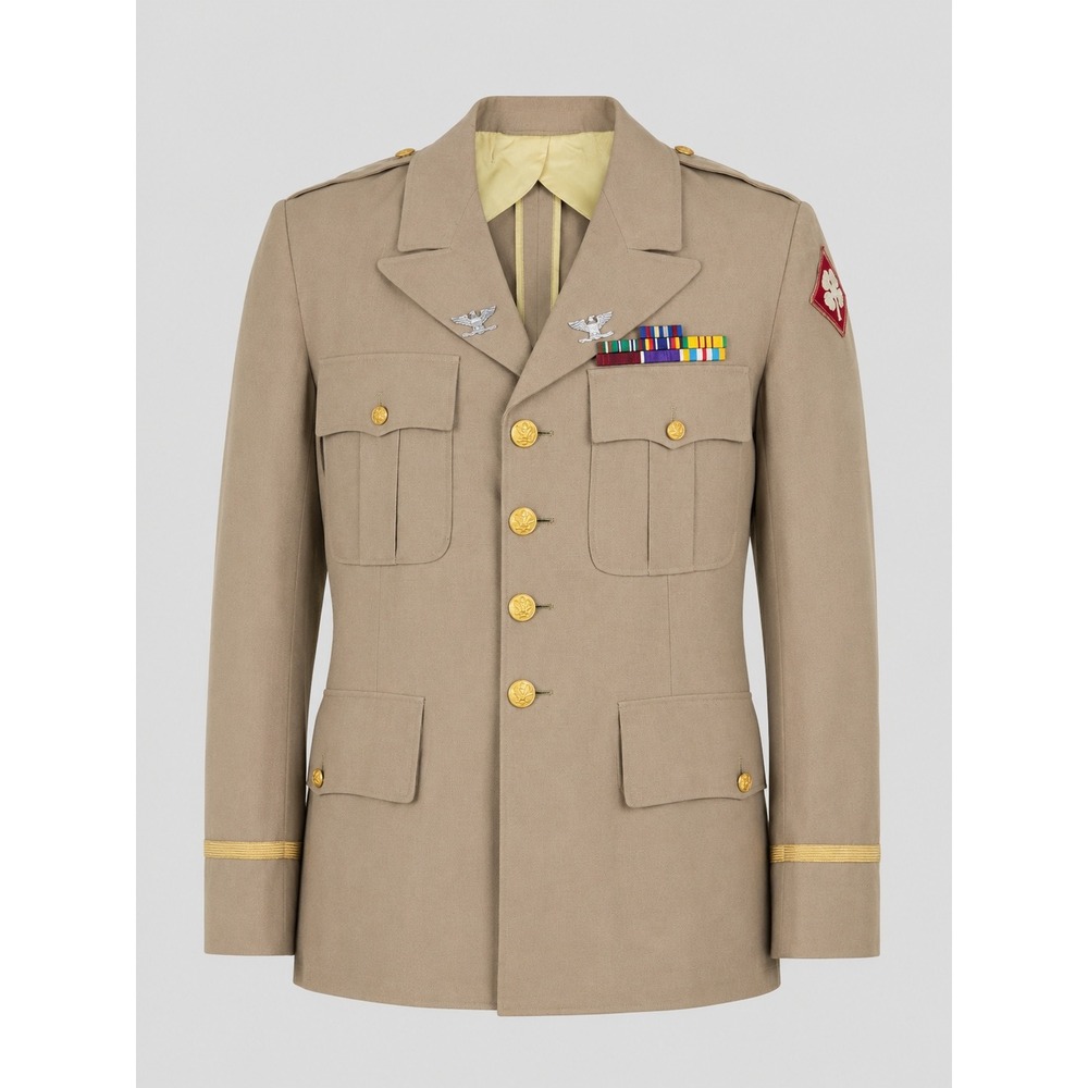 Vintage US Army Colonel 4th Infantry Division Khaki Service Uniform Jacket Tan